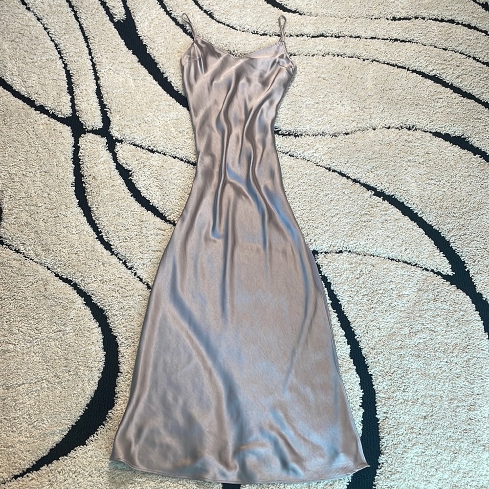 Etiquette V-Neck Satin Maxi Slip Dress